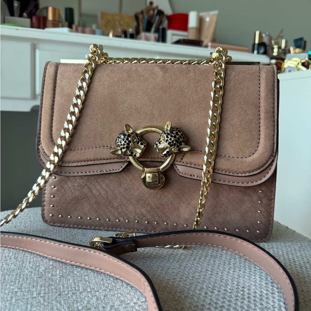 Topshop Brown Crossbody Bag with Gold Chain New without tags